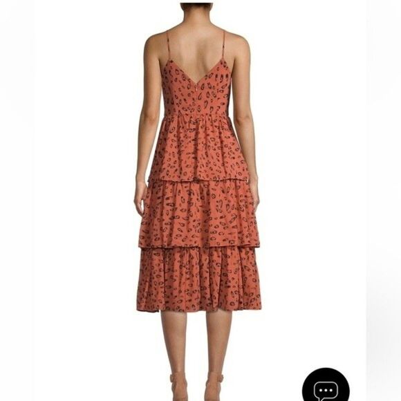 Fame and Partners Women Size 6 Bates Leopard Print Tiered Fit & Flare Midi-Dress - Picture 3 of 12